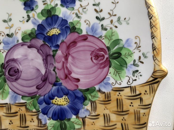 Доска сырная, фарфор Гжель