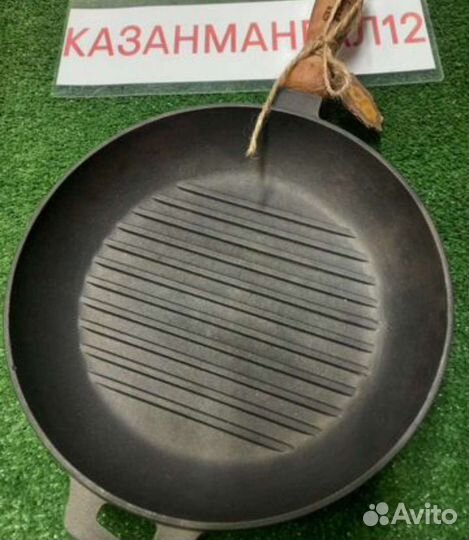 Чугунная сковорода гриль новая