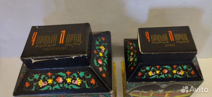 Коробки духи+одеколон чёрный ларец новая заря 19