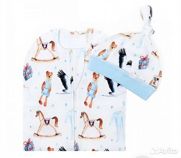 Пеленка кокон на молнии с шапкой (новая, с биркой)