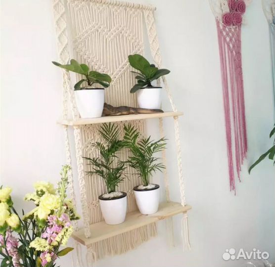Декоративная полочка макраме