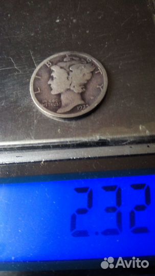 Монета старый сша(меркурий) 1925год.серебро