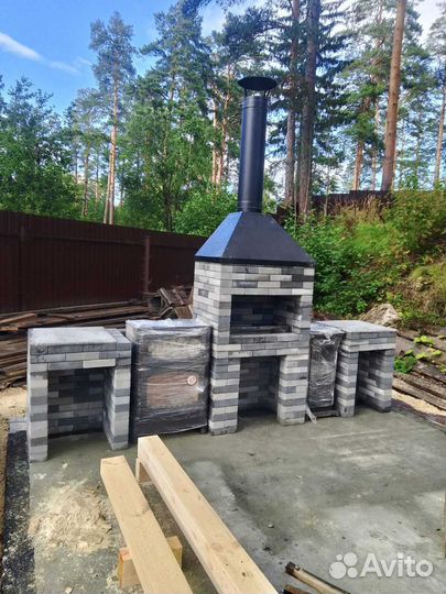 Мангальная зона, барбекю, печь для казана