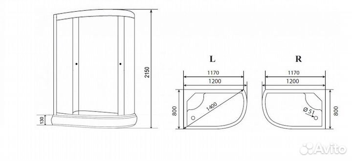 Душевая кабина 120х80