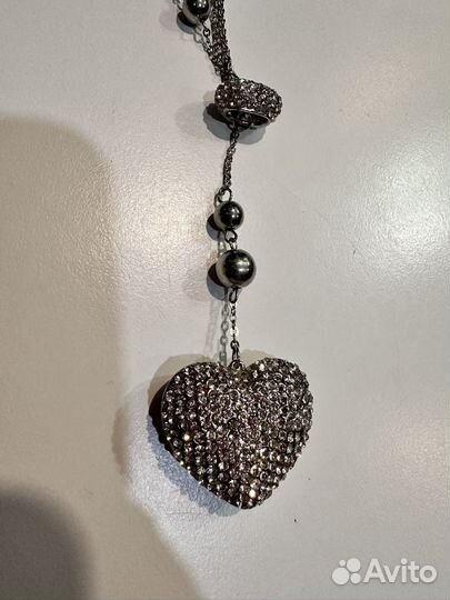 Колье бижутерия под серебро со стразами