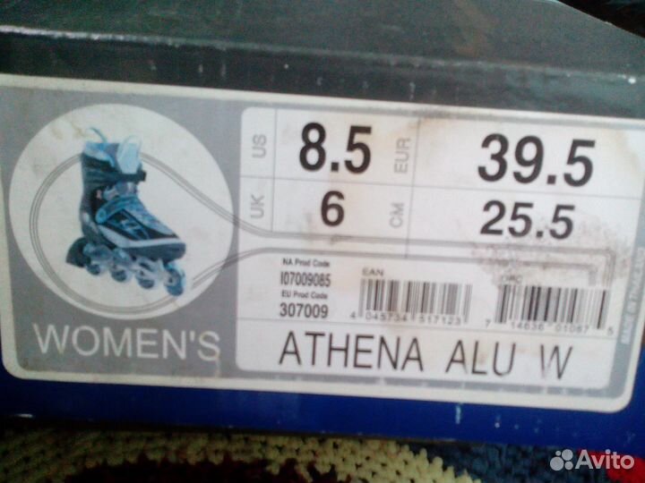 Роликовые коньки k2 athena alu (женские), р-р 39.5