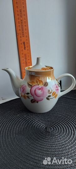 Редкий заварочный чайник СССР розы дулево