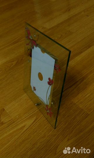 Фоторамка прозрачная, со стразами, с бабочкой и цв
