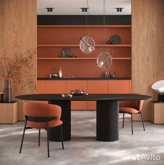 Кухонный стол из керамогранита овальный