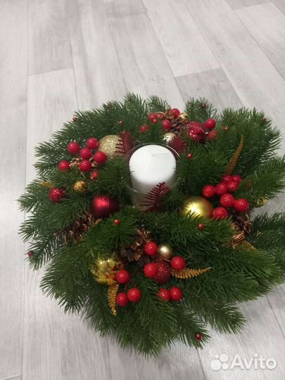 Венок-подввечник новогодний