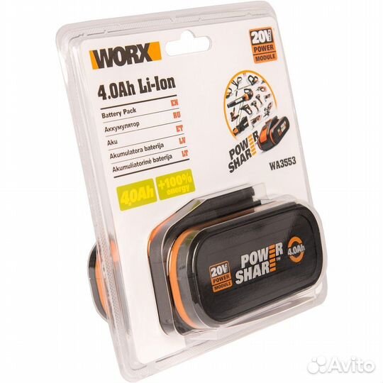 Аккумуляторная батарея worx WA3553 20V 4,0Ач