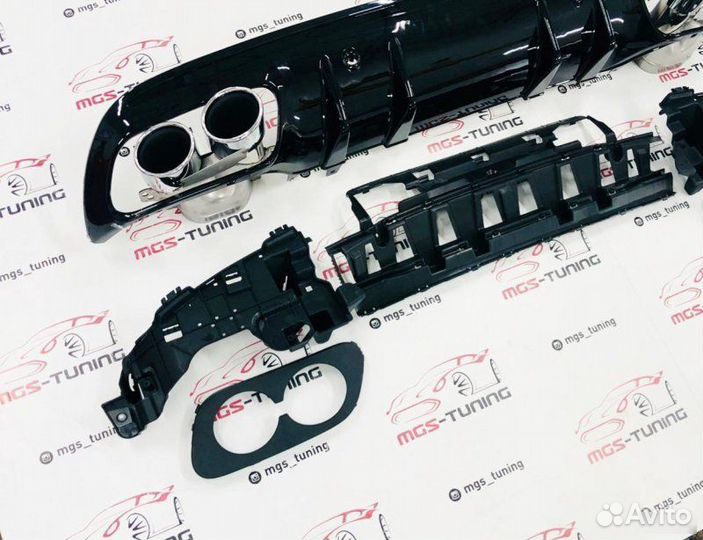 Диффузор + хром насадки w205 C43 AMG стиль 2019+