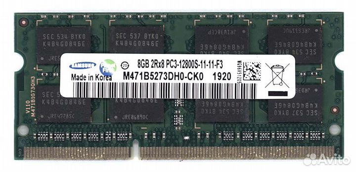 Модуль памяти Samsung sodimm DDR3 - 8GB 1600 mhz