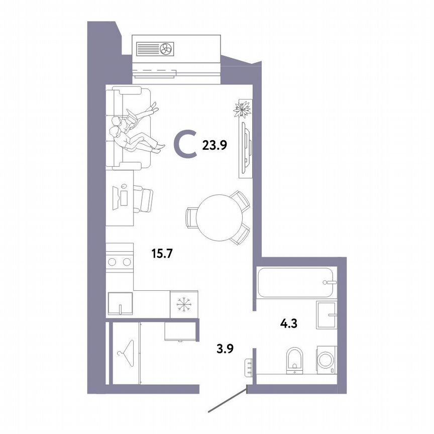 2-к. квартира, 52,8 м², 4/12 эт.