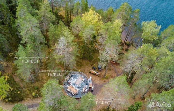 Глэмпинг, всесезонный шатер диаметр 8м