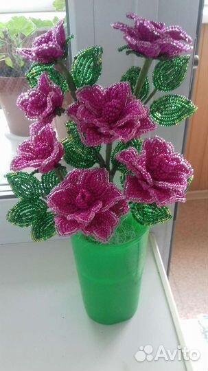 Цветы из бисера (Розы, орхидея)