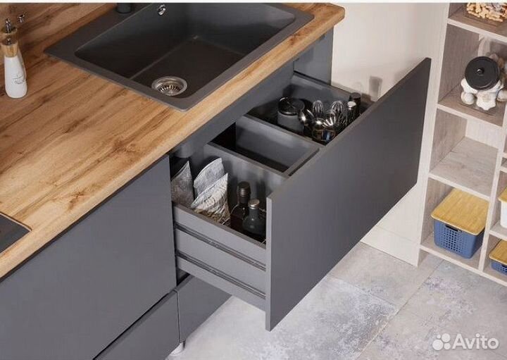 Кухня серая Хелен 1,7м графит Цена за всю кухню