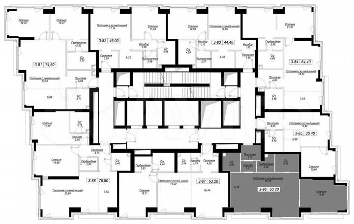 1-к. квартира, 60,2 м², 12/41 эт.