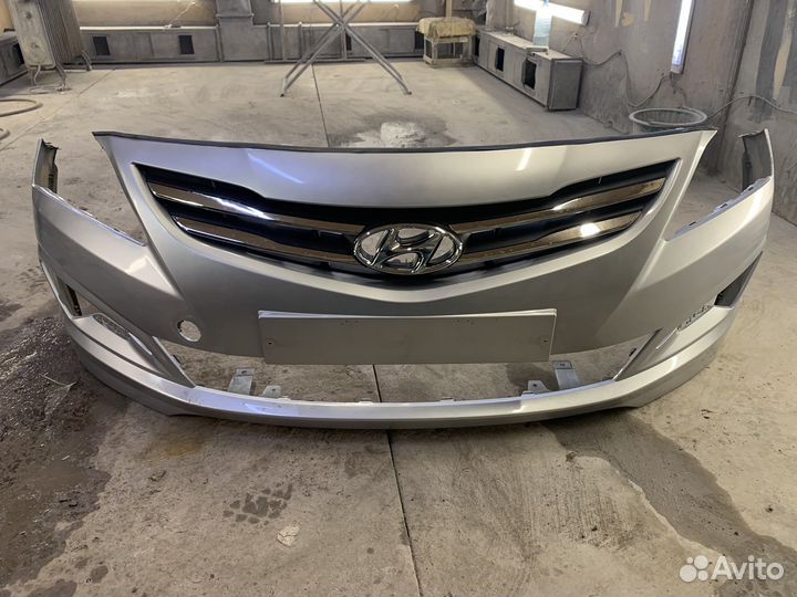 Передний бампер на Hyundai Solaris 1 рестайлинг