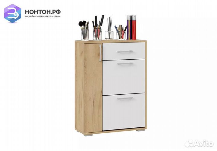 Тумба для обуви Ханна дуб крафт золотой / белый яс