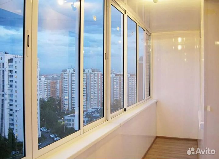 Остекление раздвижное с отделкой