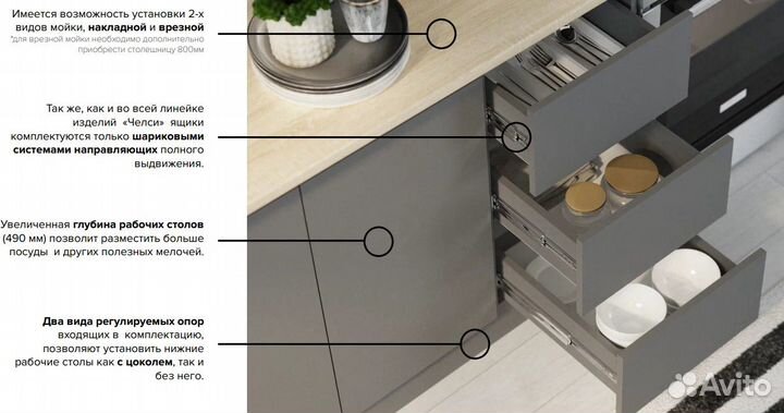 Кухонный гарнитур 2m со столешницей