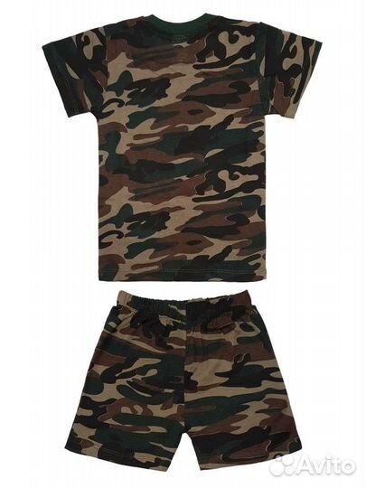 Хлопковый детский камуфляжный костюм с принтом