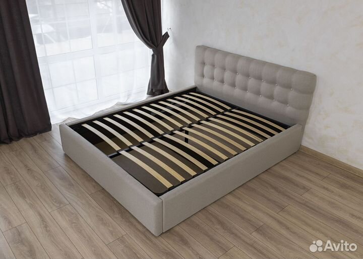 Кровать 140х200 с подъемным механизмом бежевая