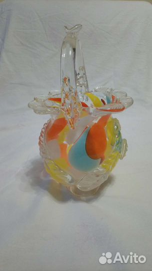 Ваза конфетница цветное стекло СССР