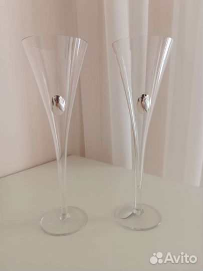 Стильные фужеры с вставкой серебро 925