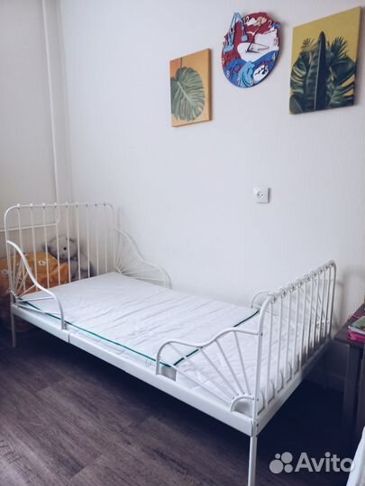 Детская раздвижная кровать Икея Миннен + матрас