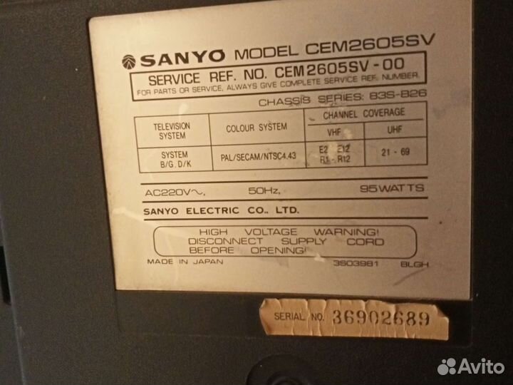 Раритетный японский телевизор Sanyo CEM2605SV