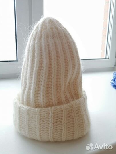 Шапка бини ангора+шерсть