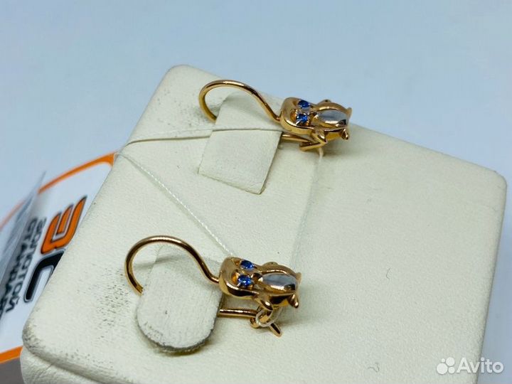 Золотые детские серьги С петелькой 585* (центр)