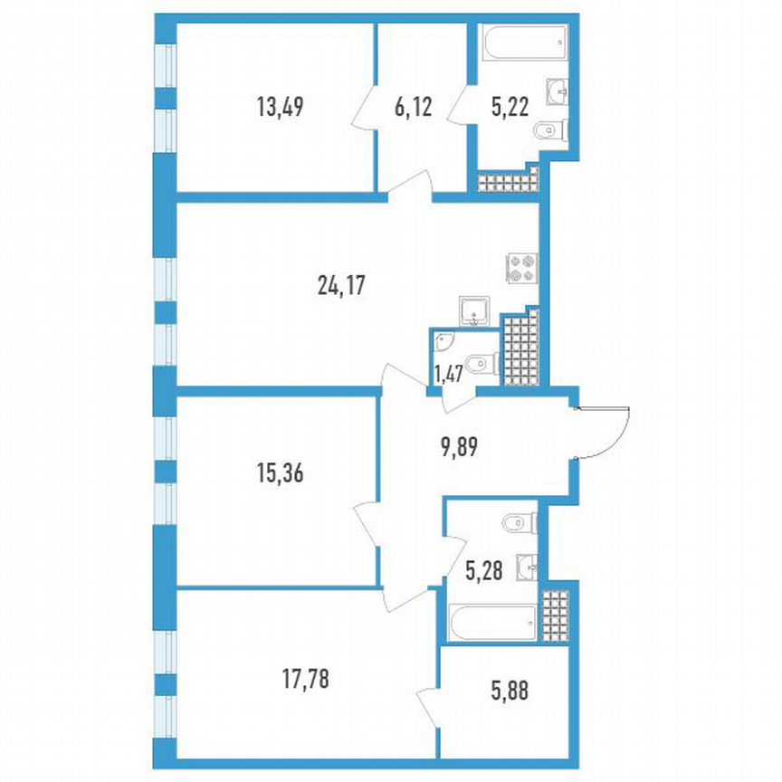 3-к. квартира, 104 м², 18/23 эт.