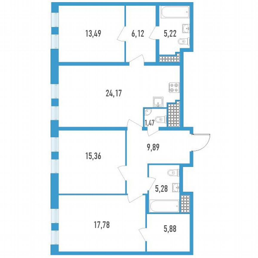 3-к. квартира, 104 м², 18/23 эт.