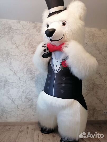 Белый медведь ростовая кукла 2.2 метр поздравление