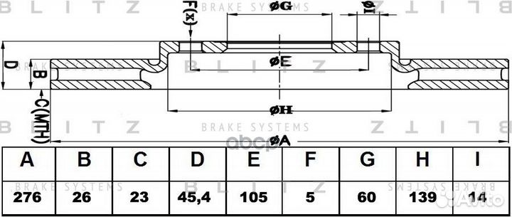 Диск тормозной вентилируемый перед BS0310 B