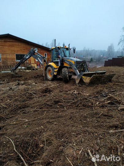 Экскаватор погрузчик,Раскорчевка участков дренаж