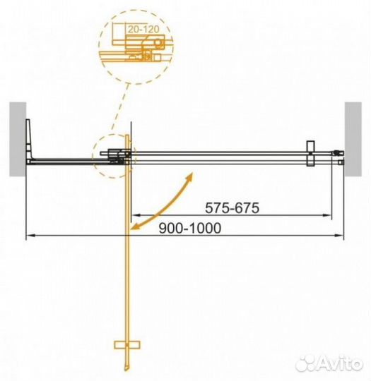 Душевая дверь Cezares slider-B-1-90/100-grigio-boro