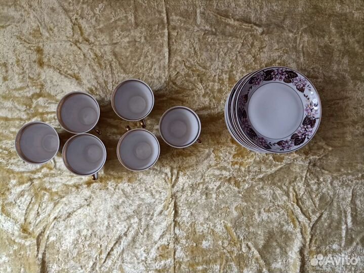 Кофейные пары. 6 чашек, 8 блюдец