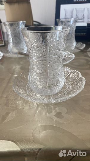 Стаканы армуды с блюдцами, 6 шт