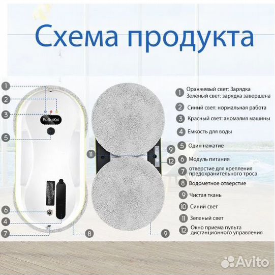 PuRuikai Робот для мойки окон N309, белый