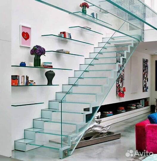 Ограждение из стекла для лестницы