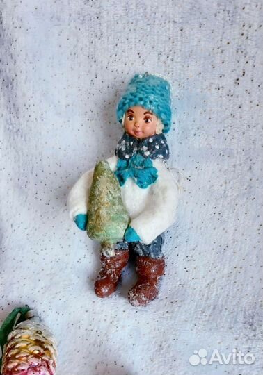 Мальчик с ёлочкой (ватная новогодняя игрушка)