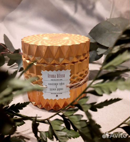 Соевая свеча в подсвечнике из гипса