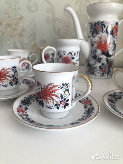 Кофейный сервиз ГДР SEP Eisenberg Жар птица