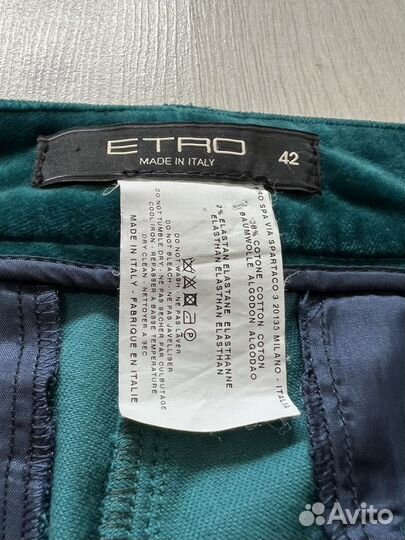 Etro штаны брюки женские бархатные оригинал