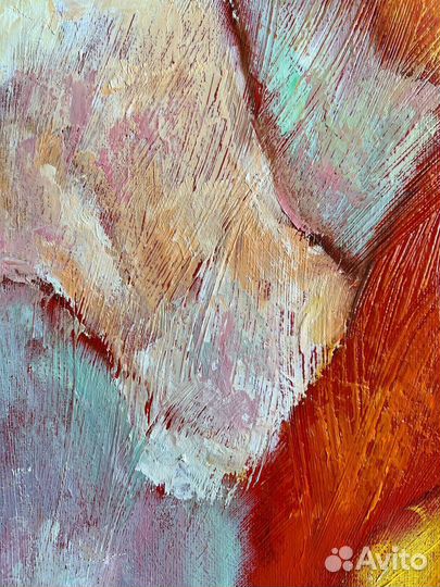 Картина маслом ангел кошка девушка