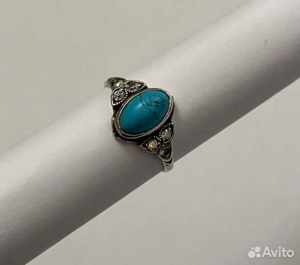 Кольцо серебро с бирюзой СССР 875 проба